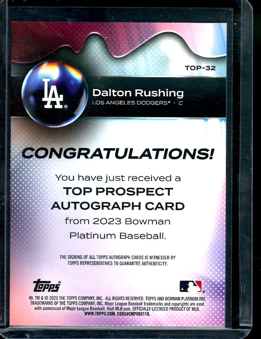 2023 Topps Bowman Platinum Dalton Rushing Auto Dodgers