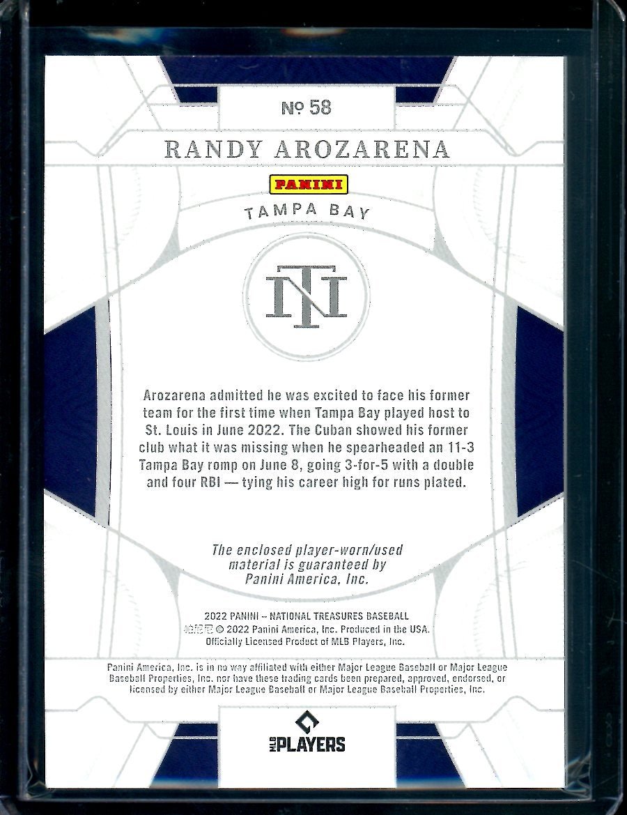 2022 Panini National Treasures Randy Arozarena Patch /25 Rays