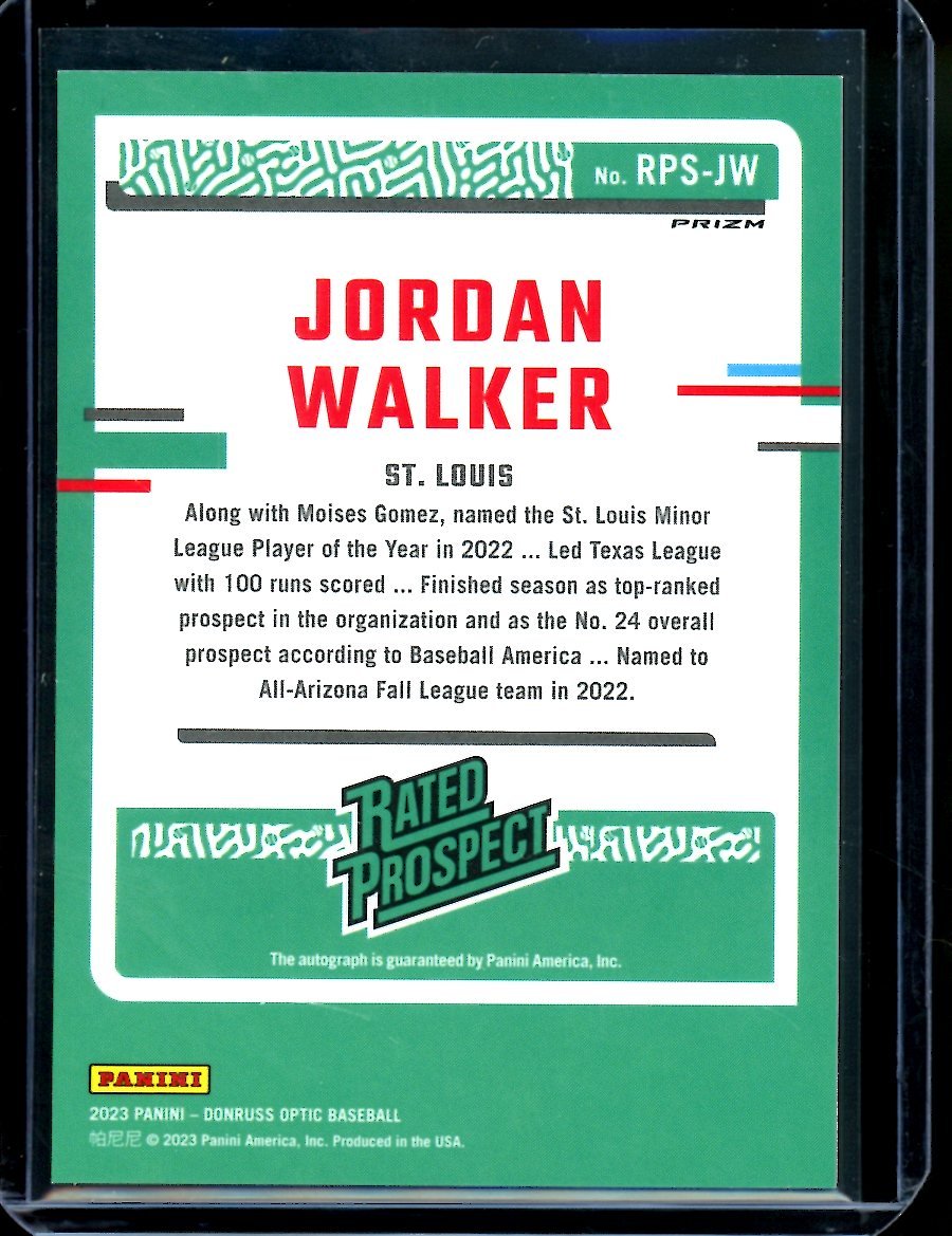 2023 Panini Optic Jordan Walker Rated Rookie Photon Auto Cardinals