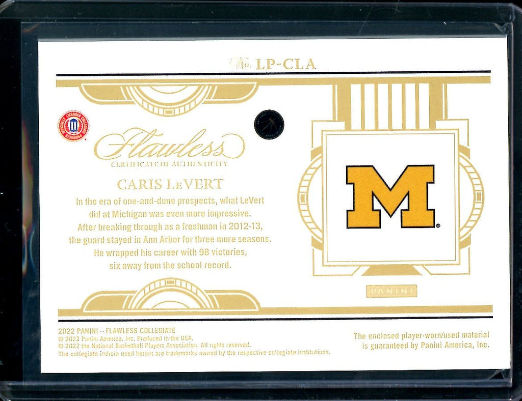 2022 Panini Flawless Collegiate Caris LeVert Legacy Patches Gold /10 Michigan