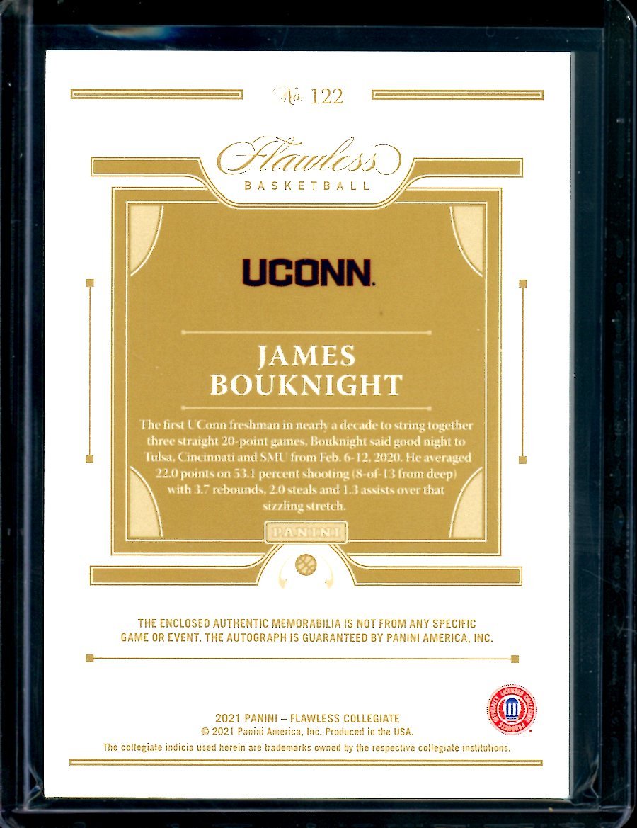2021 Panini Flawless Collegiate James Bouknight Rookie RPA /25 UCONN