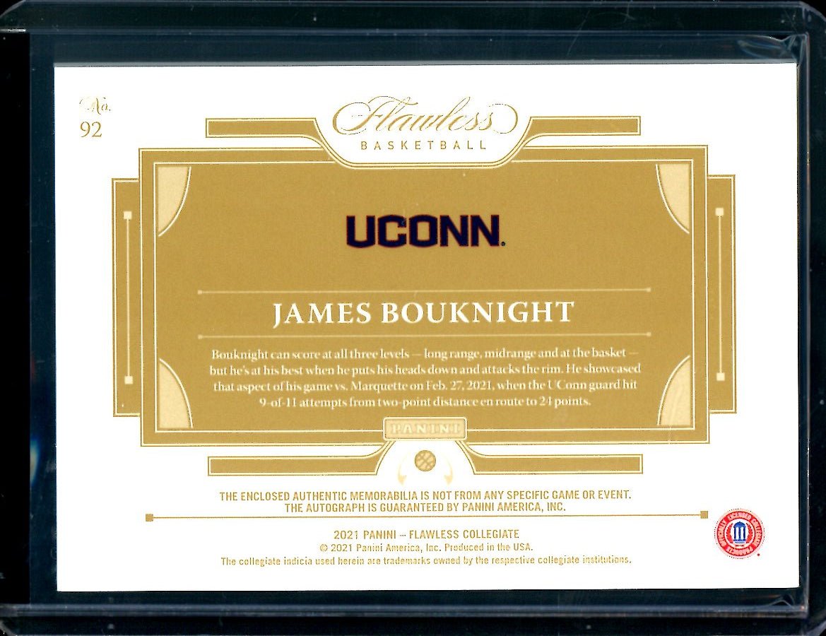 2021 Panini Flawless Collegiate James Bouknight Rookie RPA Silver /25 UCONN