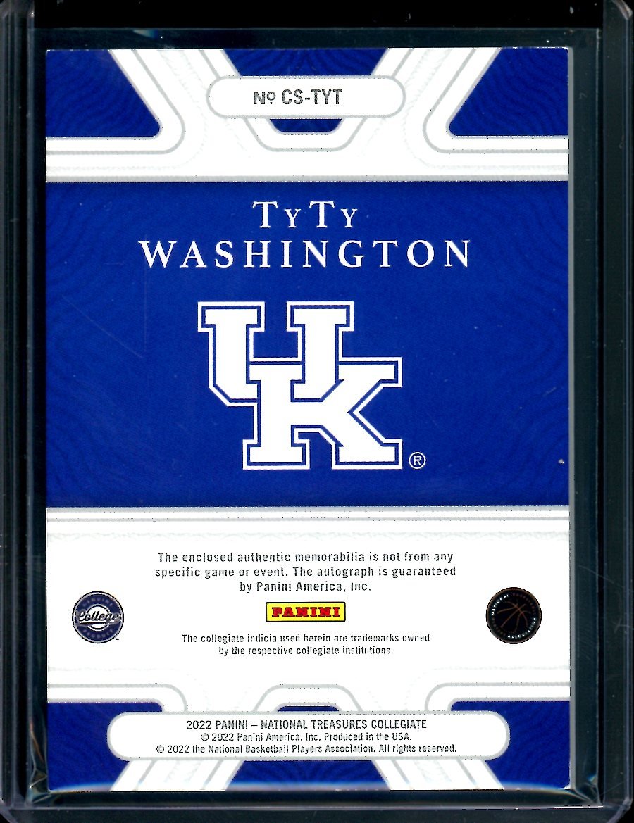 2022 Panini National Treasures Collegiate TyTy Washington College Silhouette Patch Auto /25 Kentucky