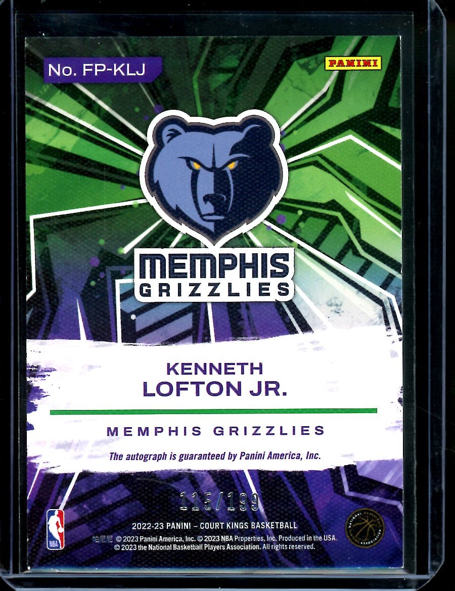 2022/23 Panini Court Kings Kenneth Lofton Rookie Auto /199 Grizzlies