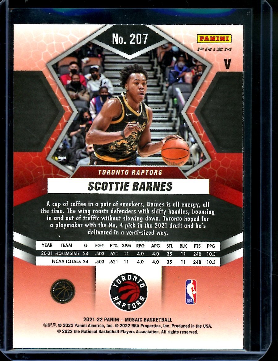 2021/22 Panini Mosaic Scottie Barnes Rookie Disco Raptors