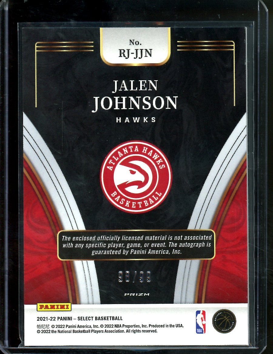 2021/22 Panini Select Jalen Johnson Rookie RPA Purple /99 Hawks
