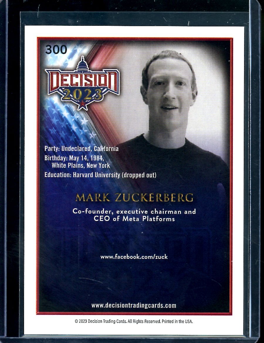 2023 Benchwarmers Decision Mark Zuckerberg /2 CEO Facebook