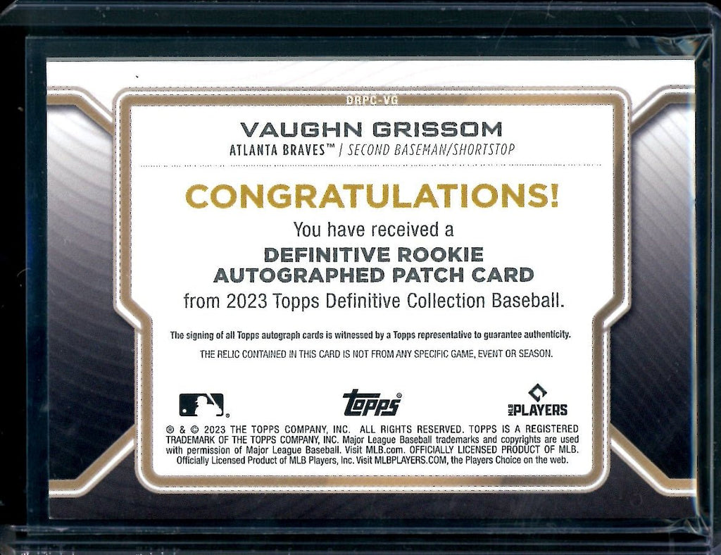 2023 Topps Definitive Vaughn Grissom Rookie RPA /50 Braves