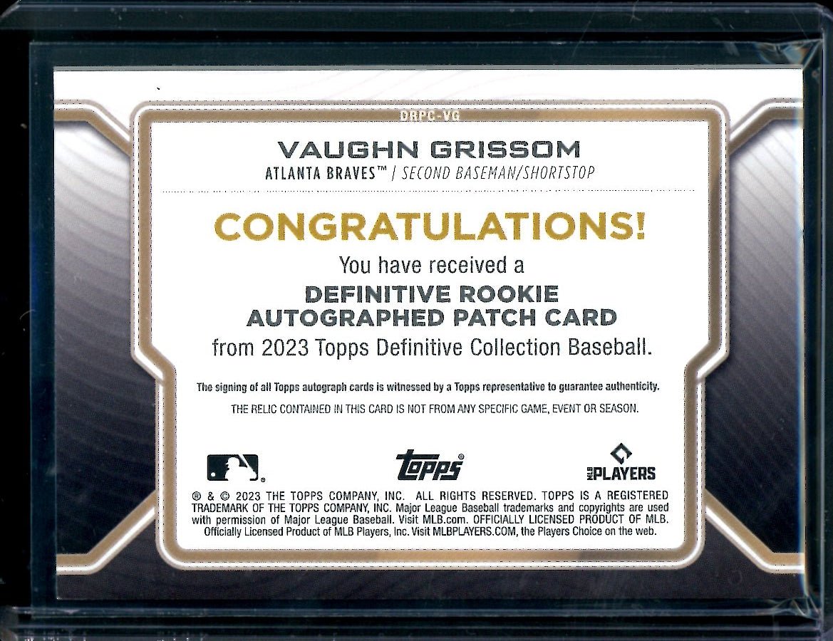 2023 Topps Definitive Vaughn Grissom Rookie RPA /50 Braves