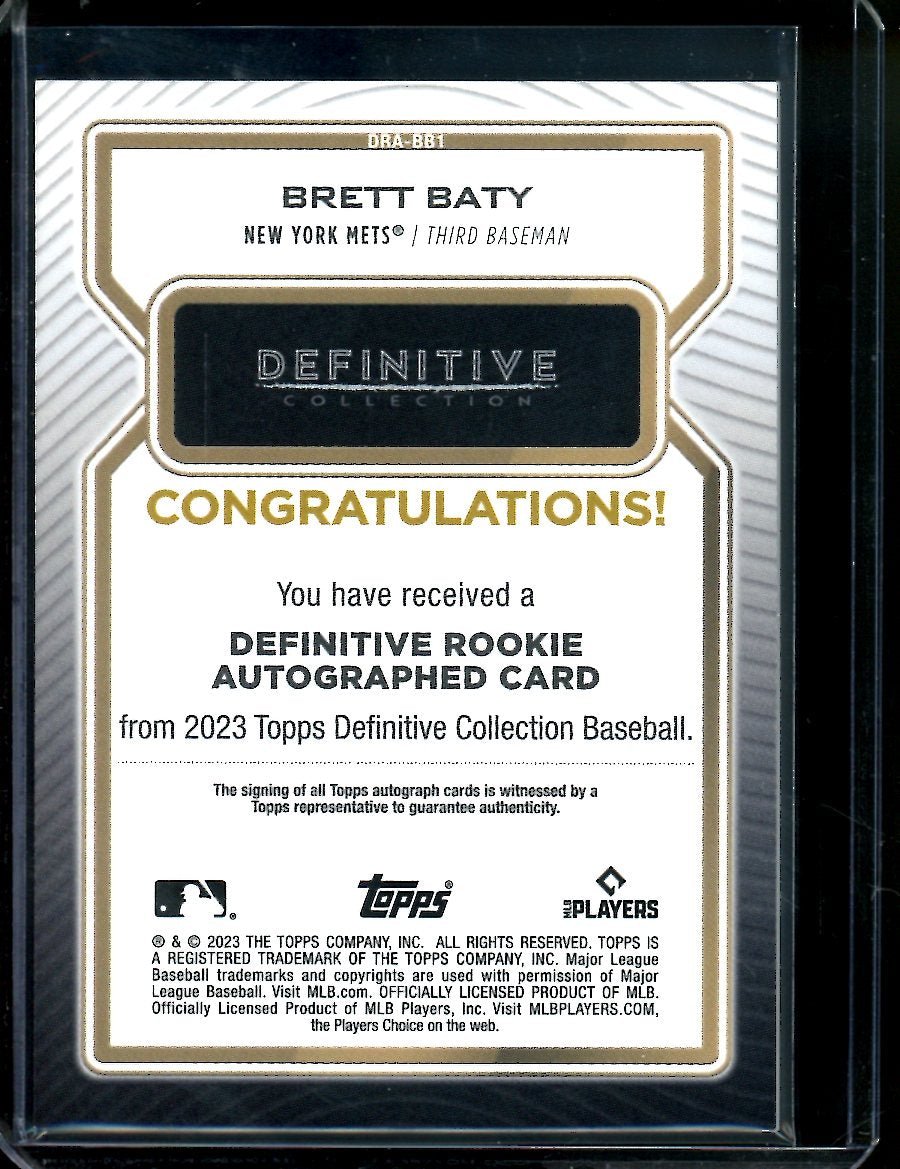 2023 Topps Definitive Brett Baty Rookie Auto /50 Mets