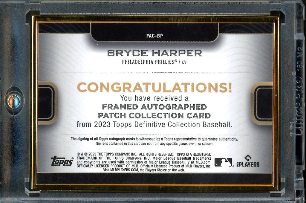 2023 Topps Definitive Bryce Harper Framed Patch Auto /25 Phillies