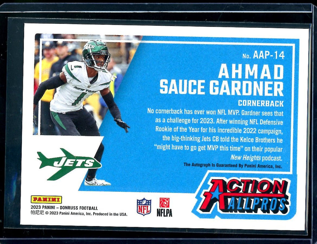 2023 Panini Donruss Sauce Gardner Action All Pros Auto /50 Jets