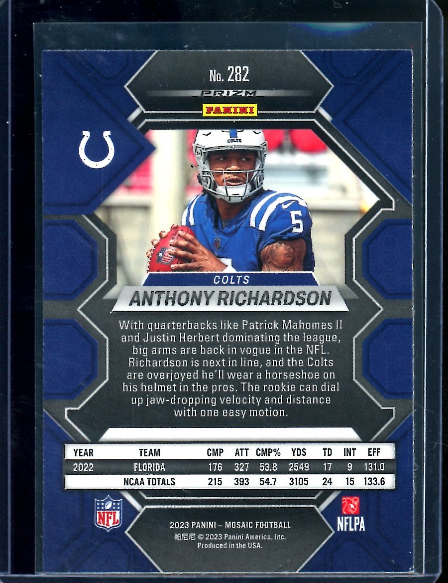 2023 Panini Mosaic Anthony Richardson Rookie Blue Reactive Colts