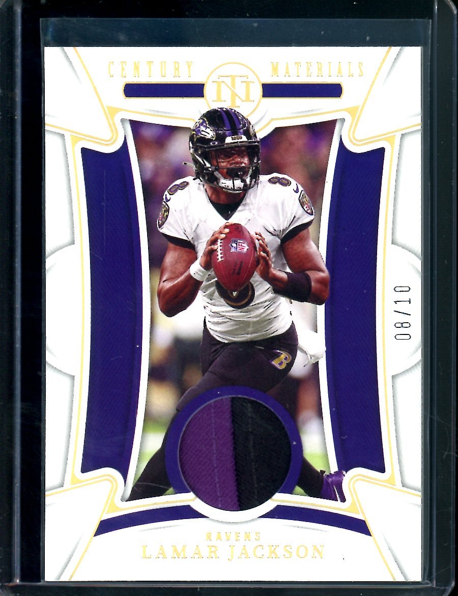 2022 Panini National Treasures Lamar Jackson Century Materials Patch Gold /10 Ravens