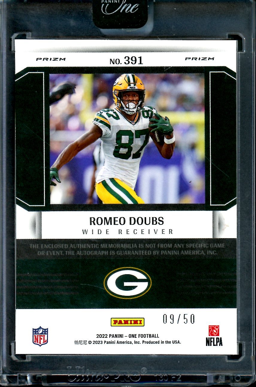 2022 Panini One Romeo Doubs Rookie RPA /50 Packers