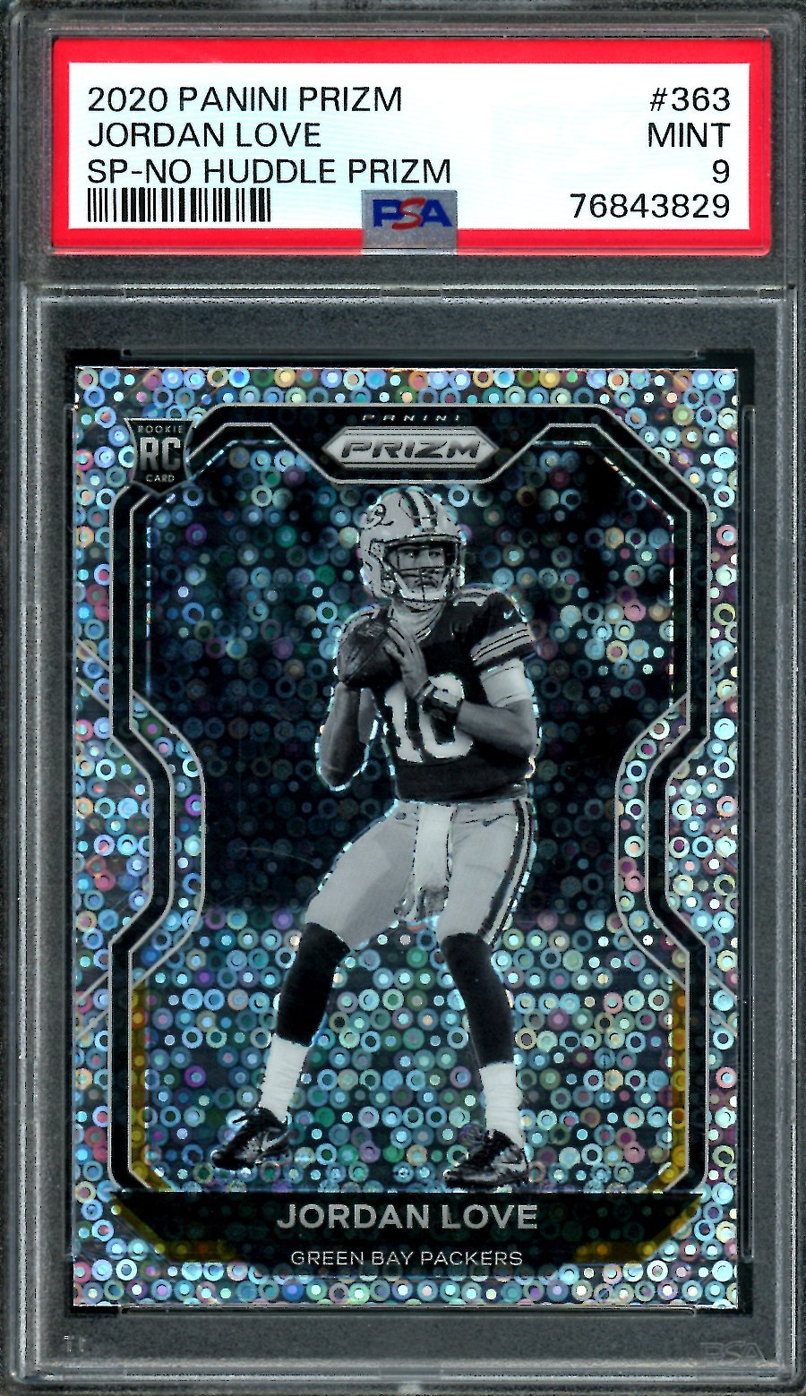 2020 Panini Prizm Jordan Love Rookie SP No Huddle PSA 9 Packers