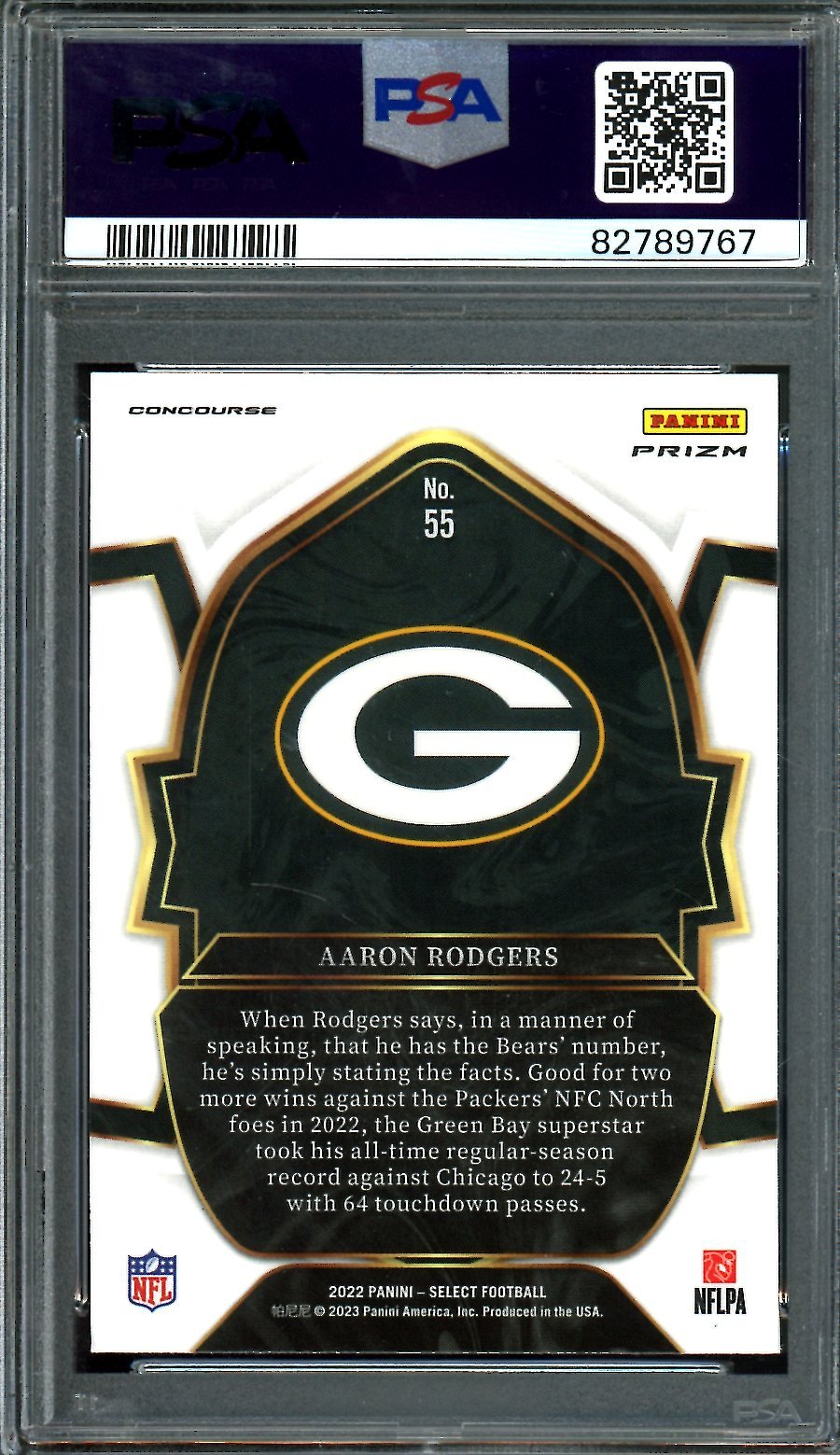 2022 Panini Select Aaron Rodgers Cosmic Prizm PSA 10 Packers