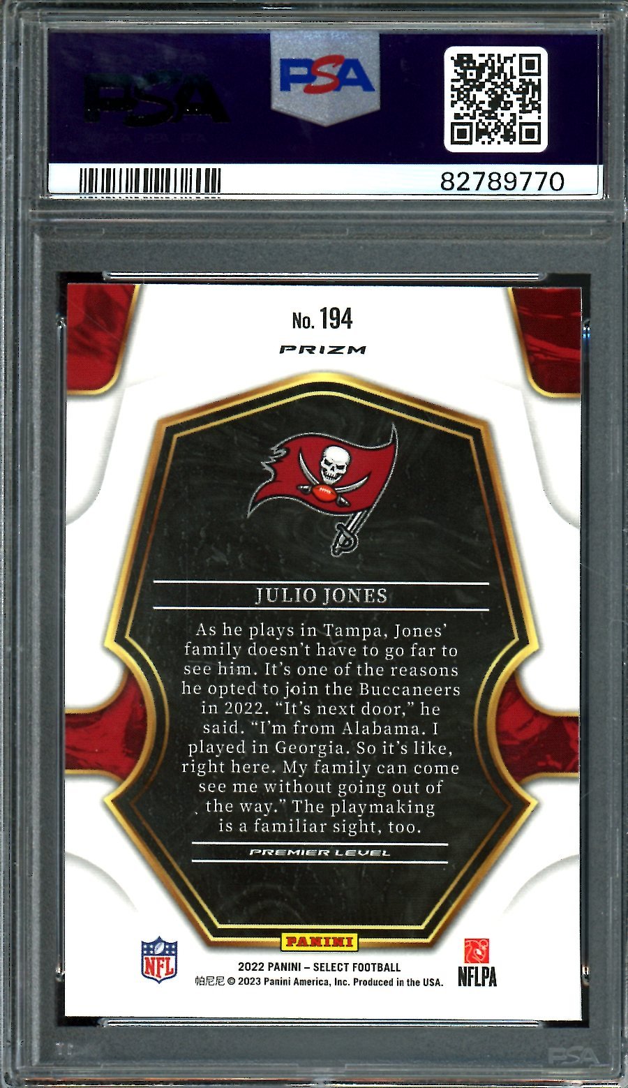 2022 Panini Select Julio Jones Cosmic Prizm PSA 10 Buccaneers