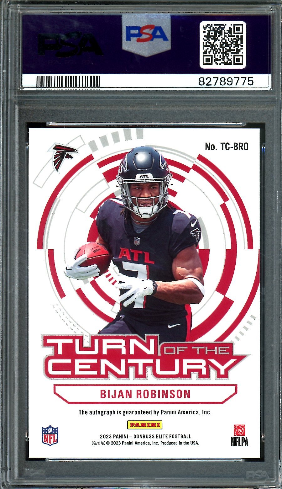 2023 Panini Elite Bijan Robinson Rookie Turn of the Century Auto PSA 10 Falcons