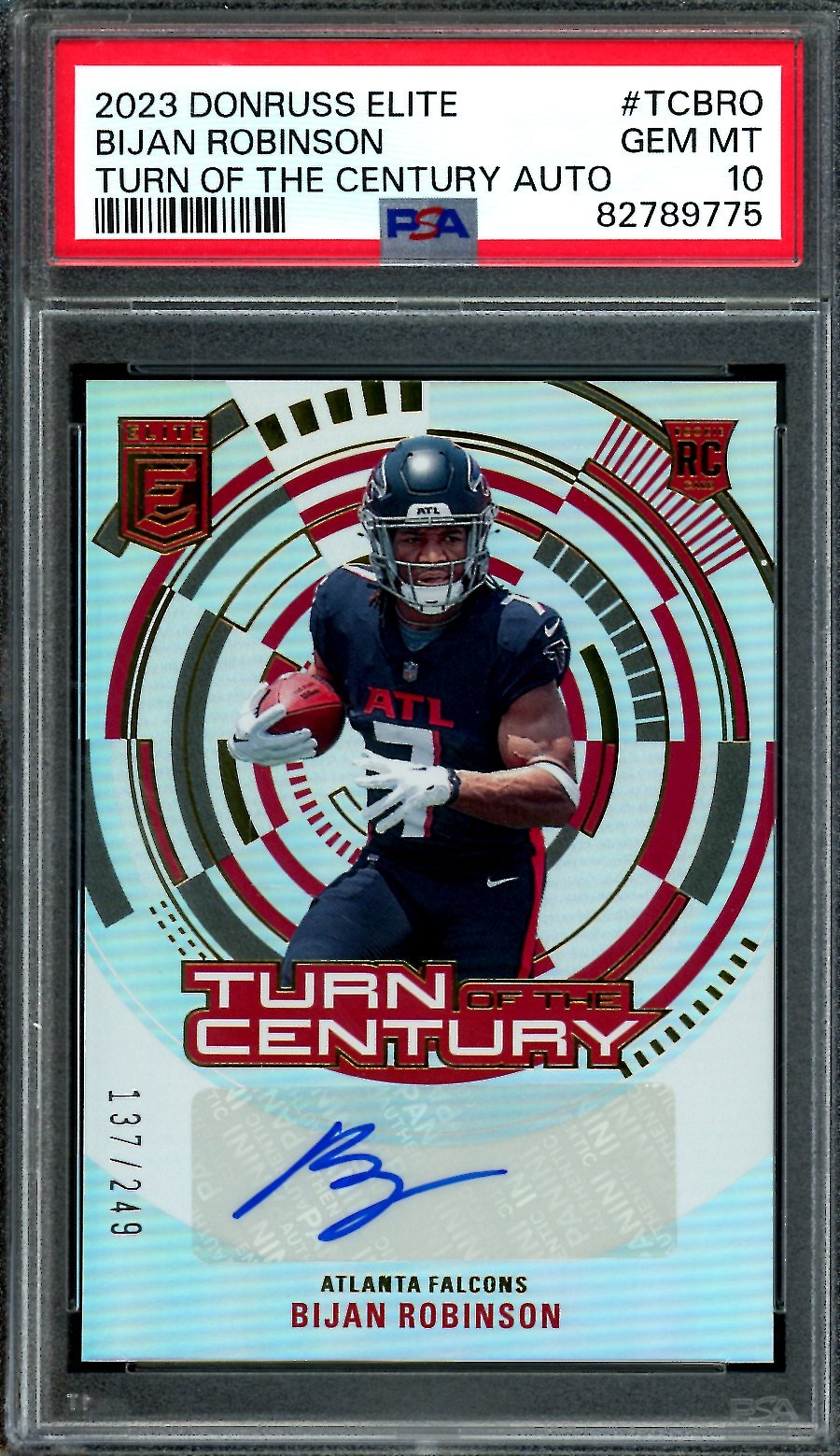 2023 Panini Elite Bijan Robinson Rookie Turn of the Century Auto PSA 10 Falcons