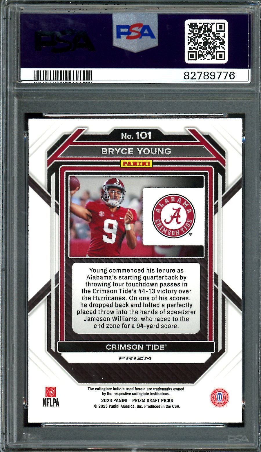 2023 Panini Prizm Draft Picks Bryce Young Rookie Silver PSA 9 Alabama