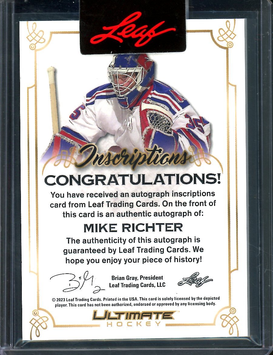 2023 Leaf Ultimate Hockey Mike Richter Inscriptions Auto /25