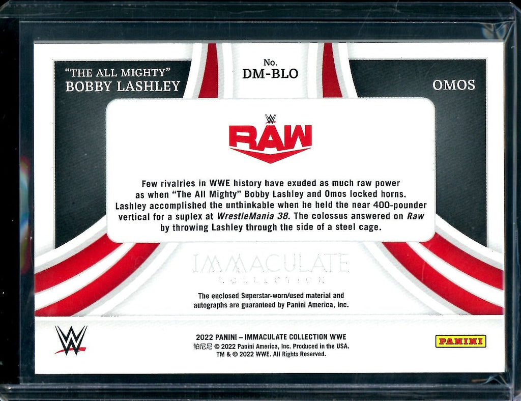 2022 Panini Immaculate Bobby Lashley/Omos Dual Patch Auto Gold /10 WWE