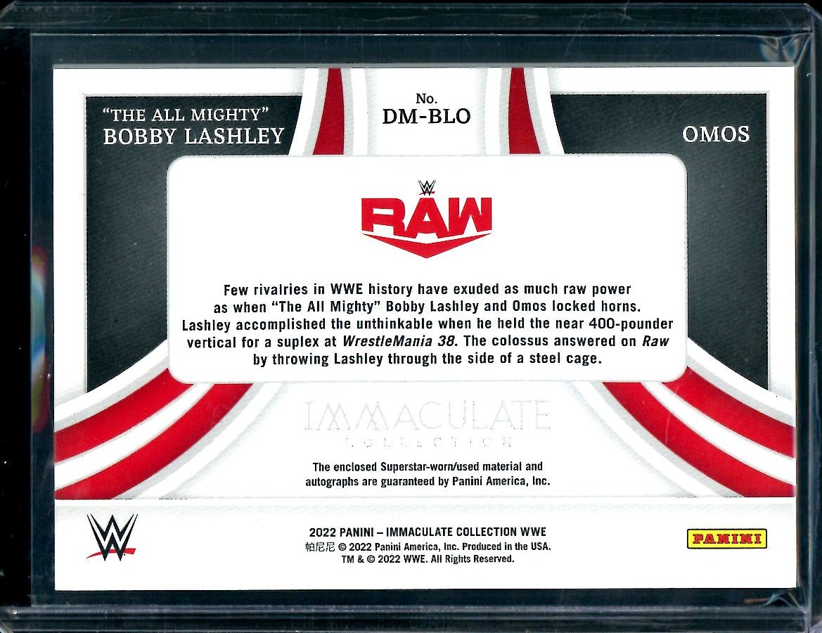 2022 Panini Immaculate Bobby Lashley/Omos Dual Patch Auto Gold /10 WWE