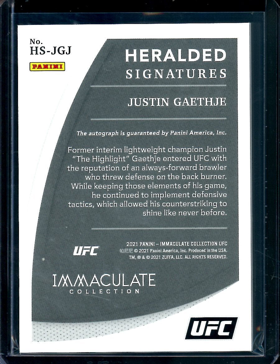 2021 Panini Immaculate Justin Gaethje Heralded Signatures Auto /99 UFC