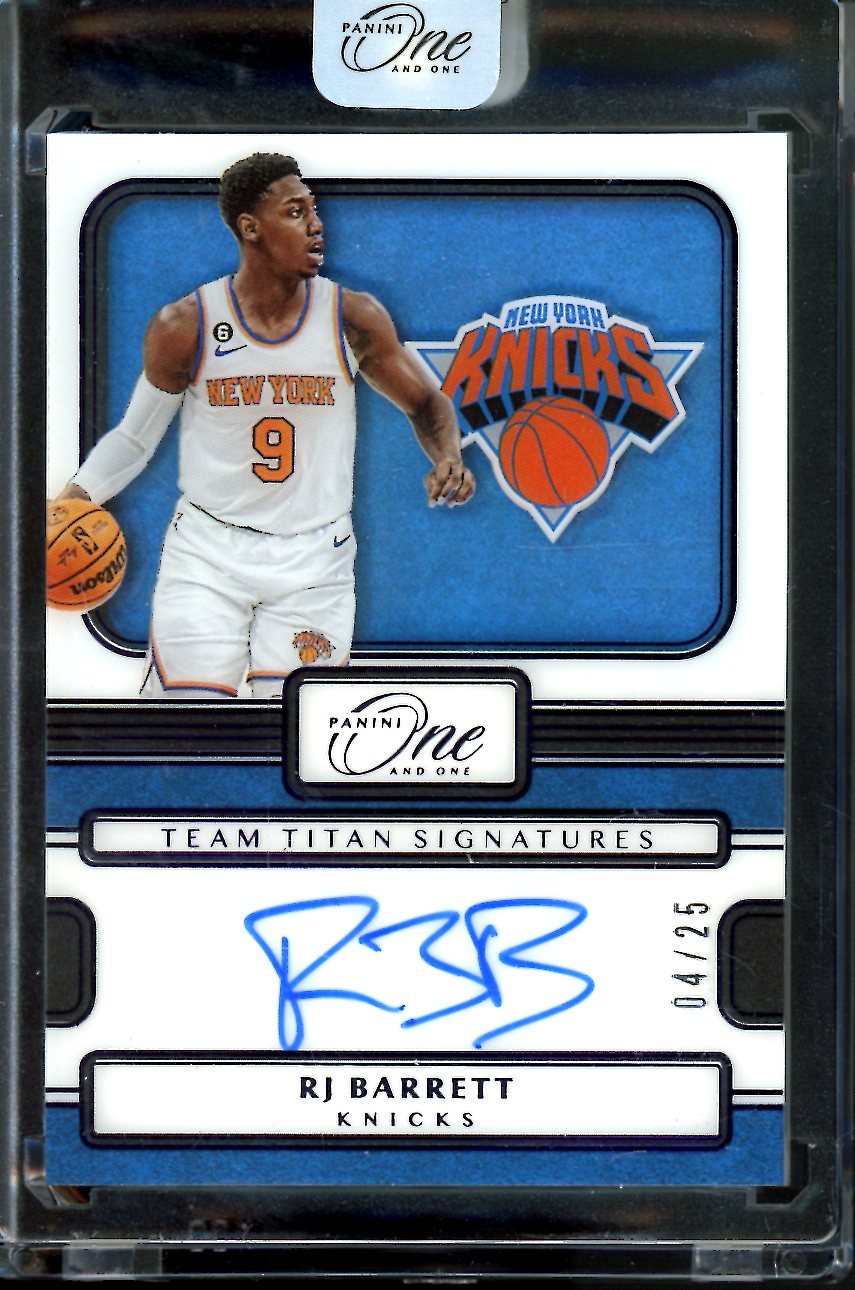 2022/23 Panini One & One RJ Barrett Team Titan Auto /25 Knicks