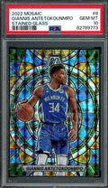 2022/23 Panini Mosaic Giannis Antetokounmpo Stained Glass SSP PSA 10 Bucks