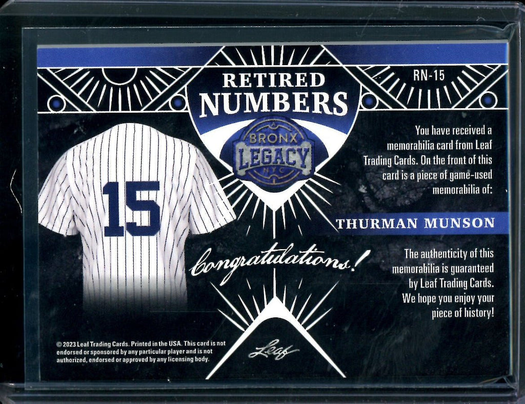 2023 Leaf Bronx Legacy Thurman Munson Retired Numbers Patch /25 Yankees