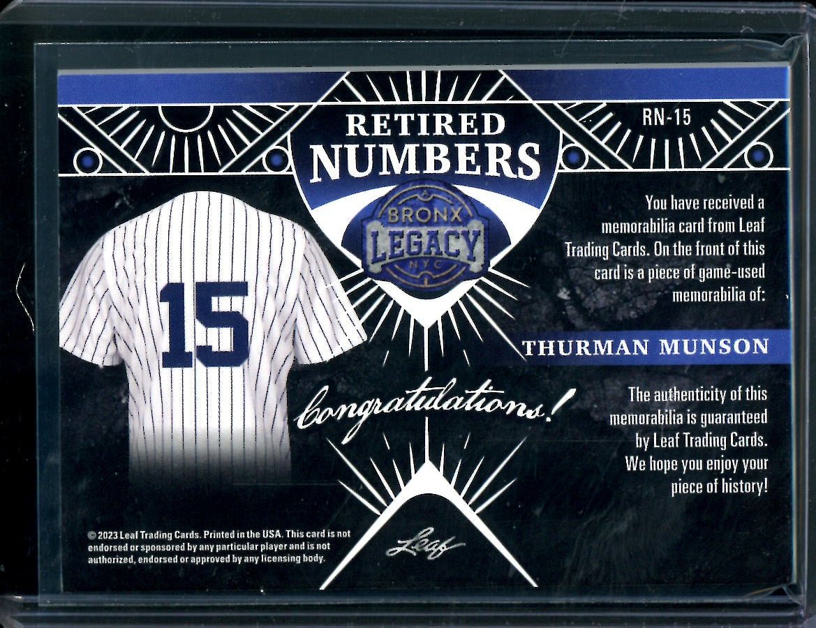 2023 Leaf Bronx Legacy Thurman Munson Retired Numbers Patch /25 Yankees