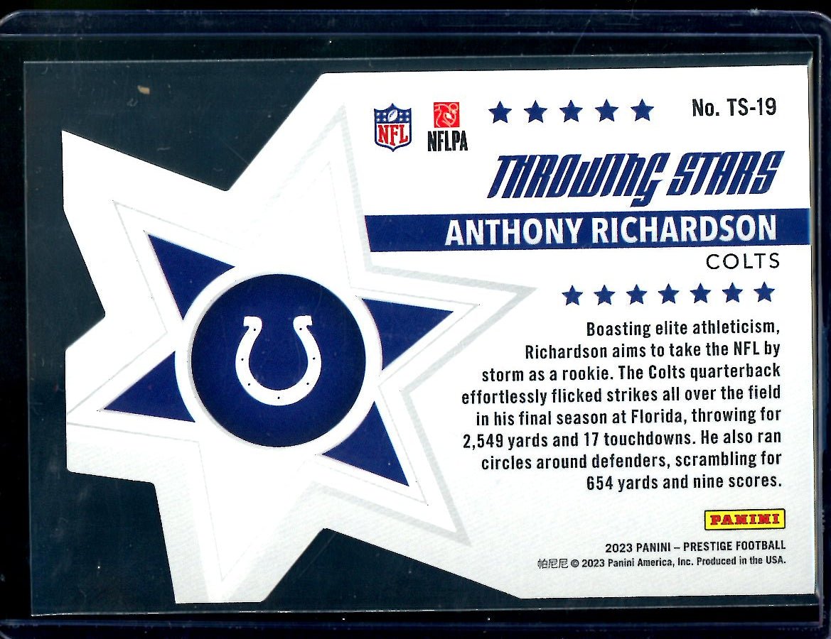 2023 Panini Prestige Anthony Richardson Rookie Throwing Stars SSP Colts