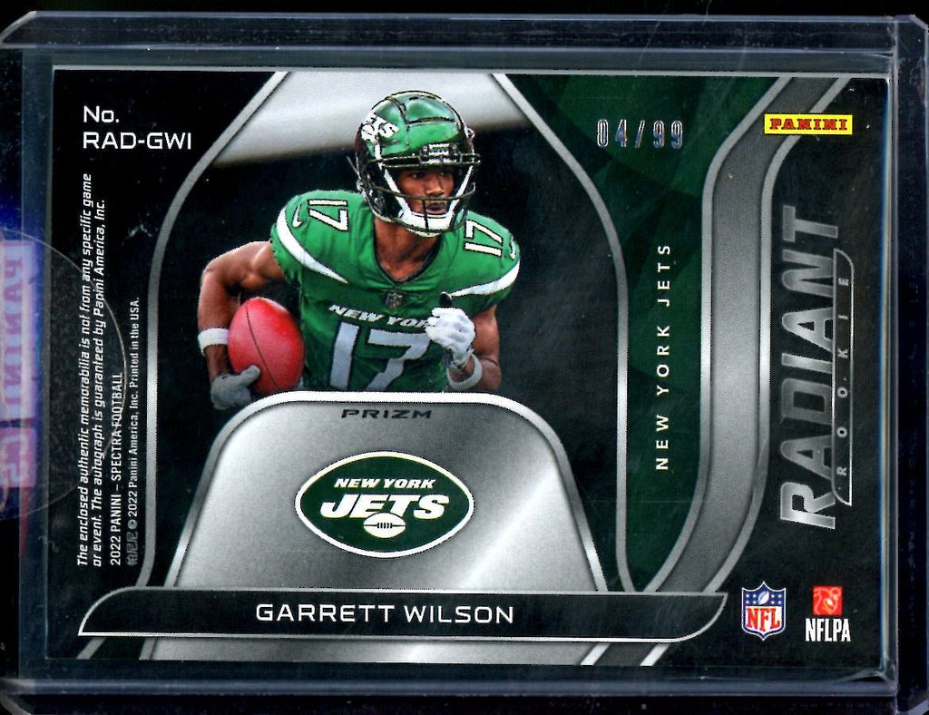 2022 Panini Spectra Garrett Wilson Rookie Radiant RPA /99 Jets