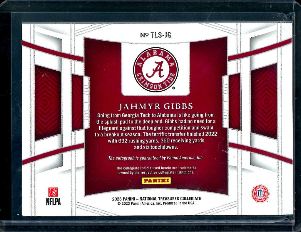 2023 Panini National Treasures Collegiate Jahmyr Gibbs Team Logo Auto /25 Alabama