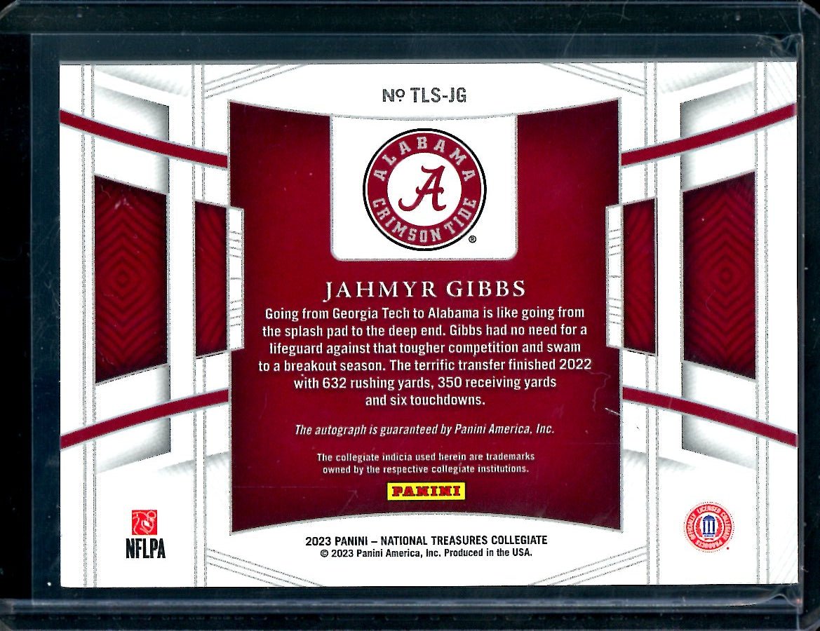 2023 Panini National Treasures Collegiate Jahmyr Gibbs Team Logo Auto /25 Alabama