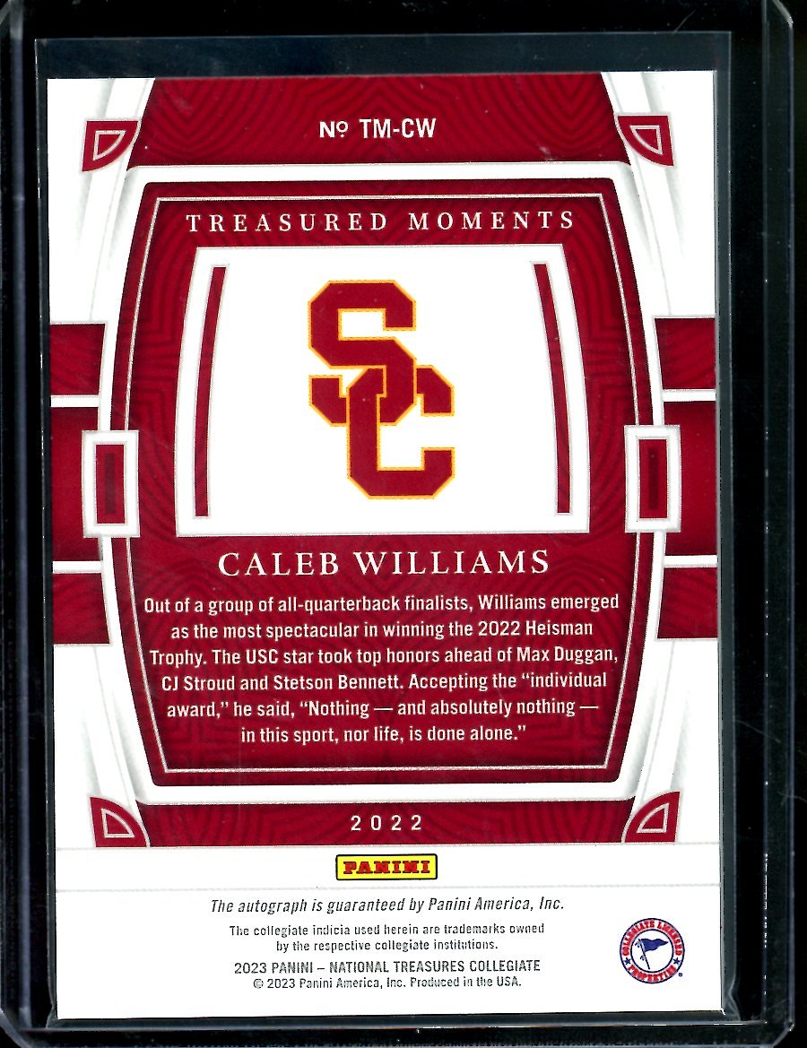 2023 Panini National Treasures Collegiate Caleb Williams Treasured Moments Auto /99 USC