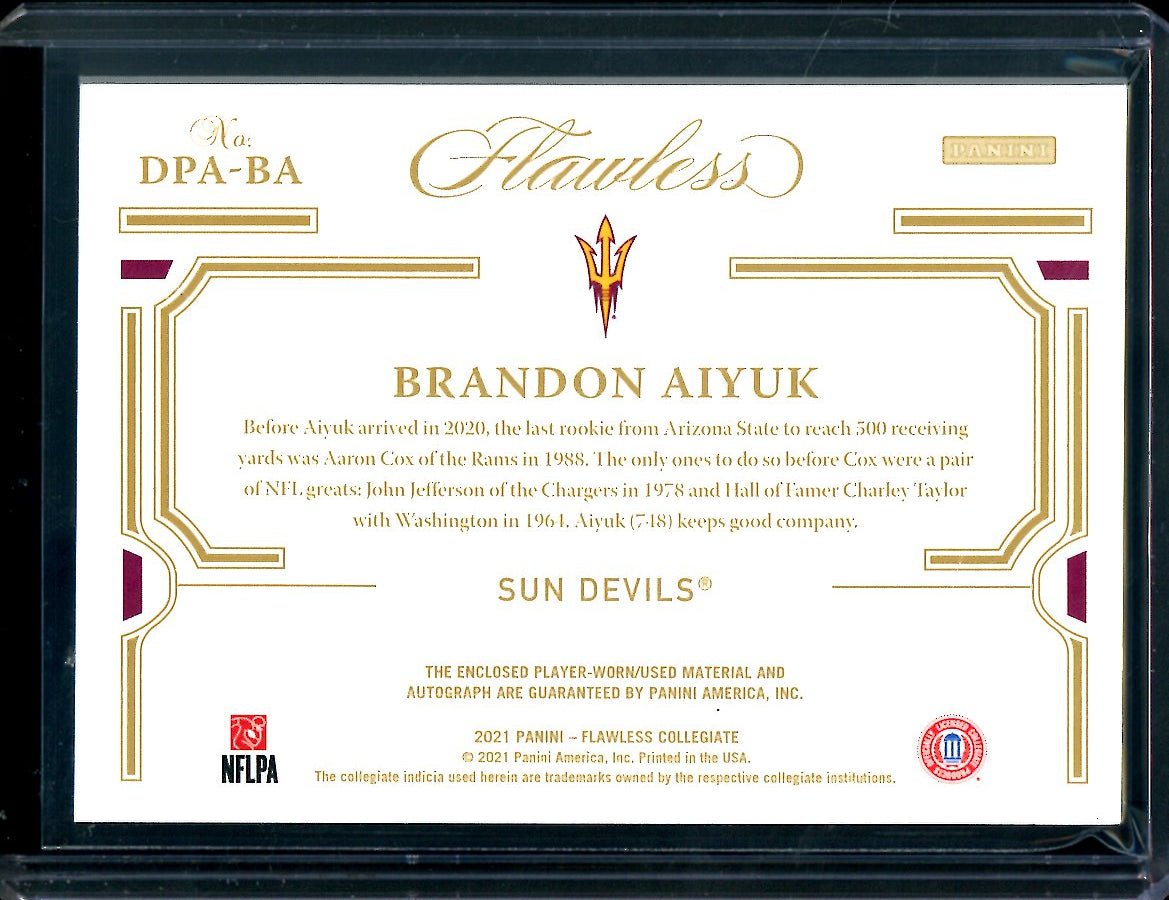2023 Panini Flawless Collegiate Brandon Aiyuk Patch Auto /15 Arizona State