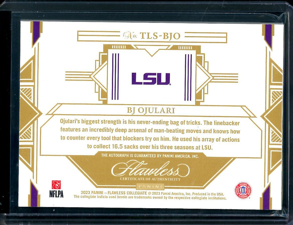2023 Panini Flawless Collegiate BJ Ojulari Auto Gold /10 LSU