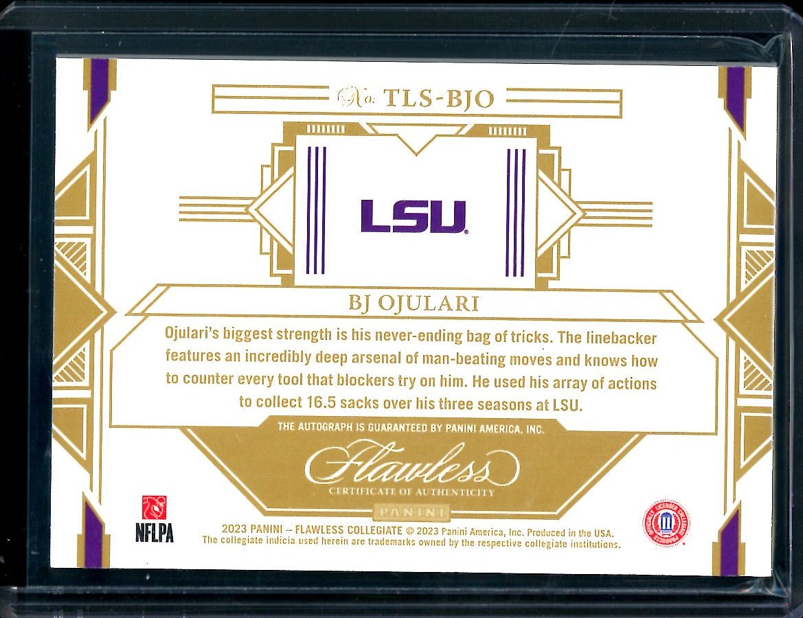 2023 Panini Flawless Collegiate BJ Ojulari Auto Gold /10 LSU