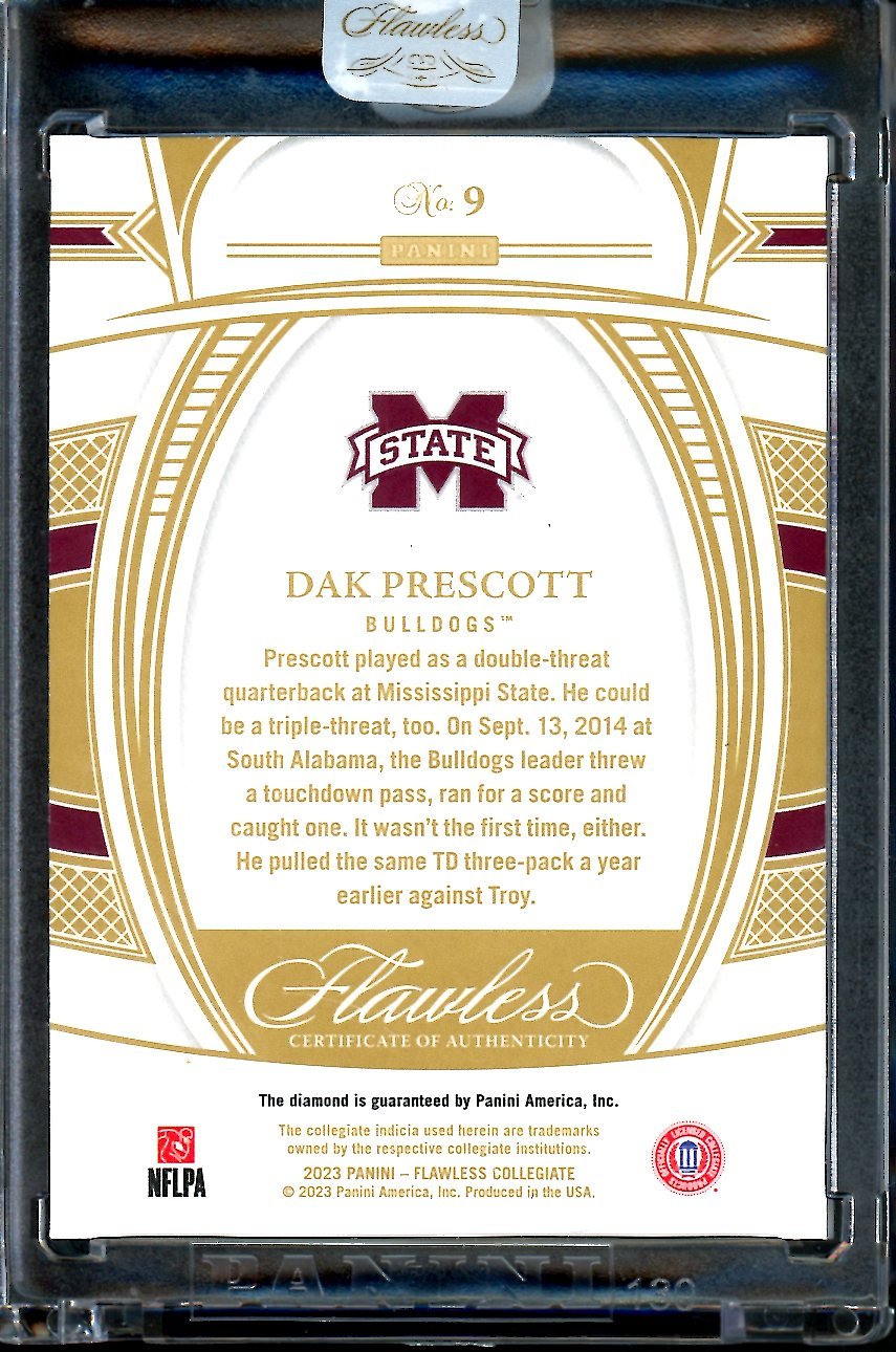 2023 Panini Flawless Collegiate Dak Prescott Diamond /25 Mississippi State