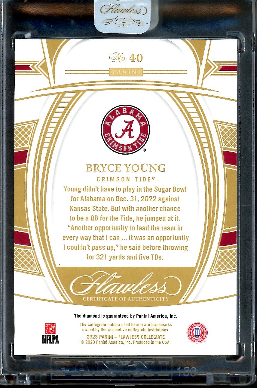 2023 Panini Flawless Collegiate Bryce Young Rookie Diamond /25 Alabama
