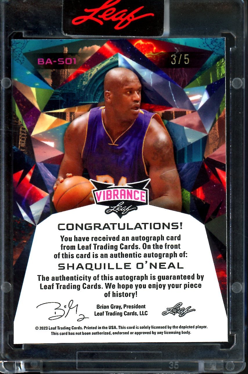 2023 Leaf Vibrance Shaquille O'Neal Auto /5 Lakers
