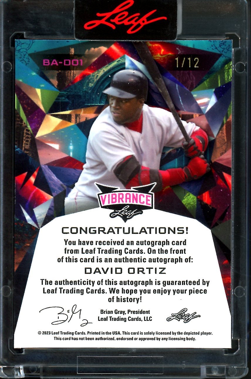 2023 Leaf Vibrance David Ortiz Auto Green /12 Red Sox