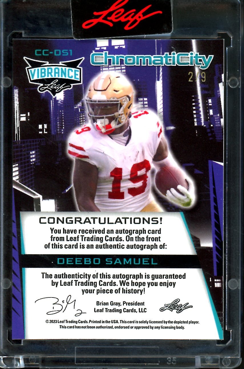 2023 Leaf Vibrance Deebo Samuel ChromatiCity Auto Green /9 49ers