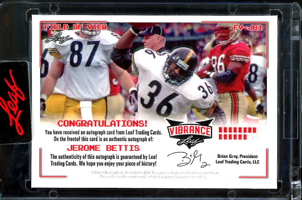 2023 Leaf Vibrance Jerome Bettis Field of View Auto Blue /8 Steelers