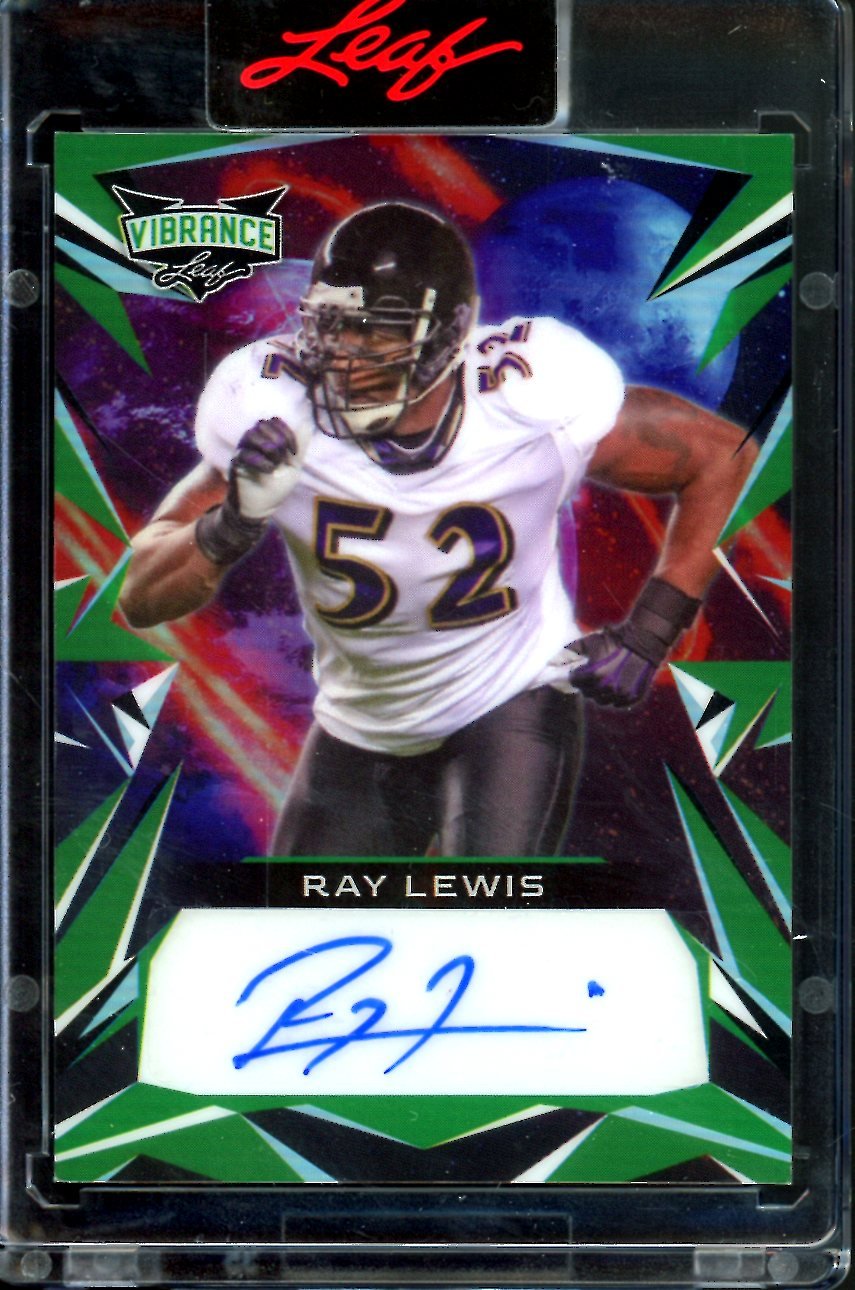 2023 Leaf Vibrance Ray Lewis Green Auto /9 Ravens