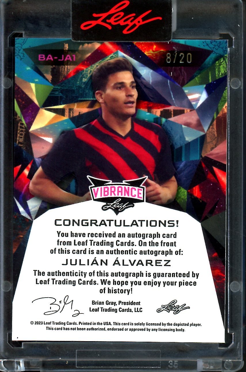 2023 Leaf Vibrance Julian Alvarez Blue Auto /20 Manchester City