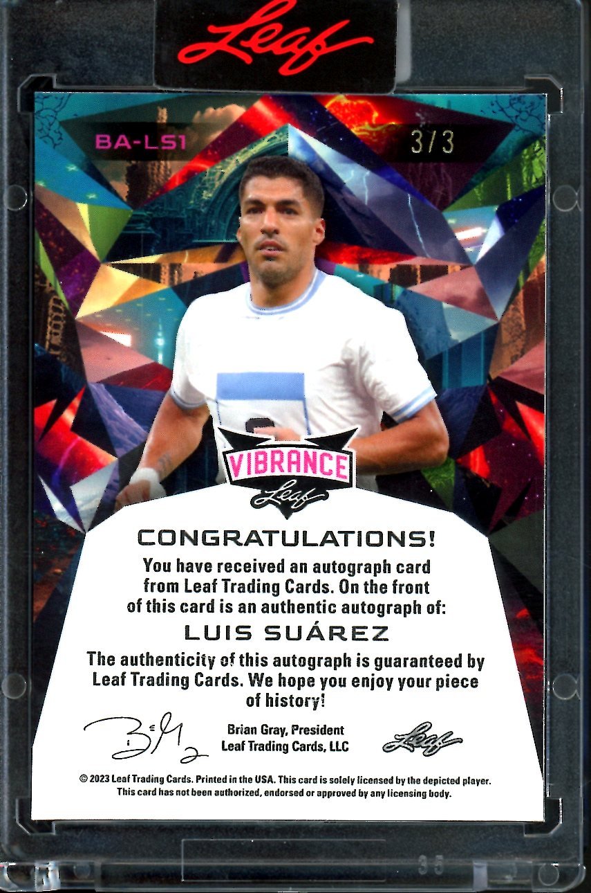 2023 Leaf Vibrance Luis Suarez Blue Shimmer Auto /3 Uruguay